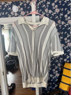 White and Grey Striped Hollister Polo | Size : Small