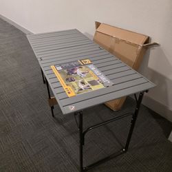 Slim-Fold Table 4 Person Dining Table, Heat Resistant Aluminum Tabletop for Barbecues, Camping, Picnics & Tailgating