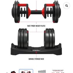 FitRx SmartBell, Quick-Select Adjustable Dumbbell for Home Gym, 5-52.5 lbs. Weight, Black, Single