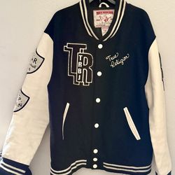 Black & White True Religion Varsity Letterman