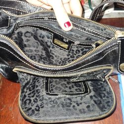 Perlina New York Black Patent Leather Shoulder Bag 12 "x  6.5" x 3"