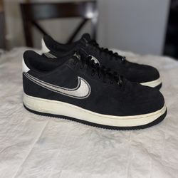 Nike Air Force 1 Low '07 LV8 Black Sail Embroidered Swoosh