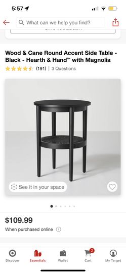 Side Table Hearth & Hand Black