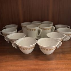 Vintage Pyrex Corning Corelle Butterfly Gold Coffee Tea Cup Serving Platter Set Lot