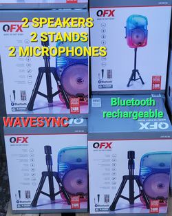 2 Bluetooth party speakers   bocinas.     RECHARGEABLES  DUAL PAIR
  8" SUBWOOFER               🚥           🎁  WAVESYNC 
 2 MICRÓFONOS 🎤 🎤
 2. STA