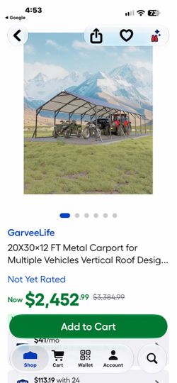 GarveeLife 20x30x12 FT Metal Carport