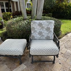 Patio Plush Rocker Chairs And 2 Ottomans. 
