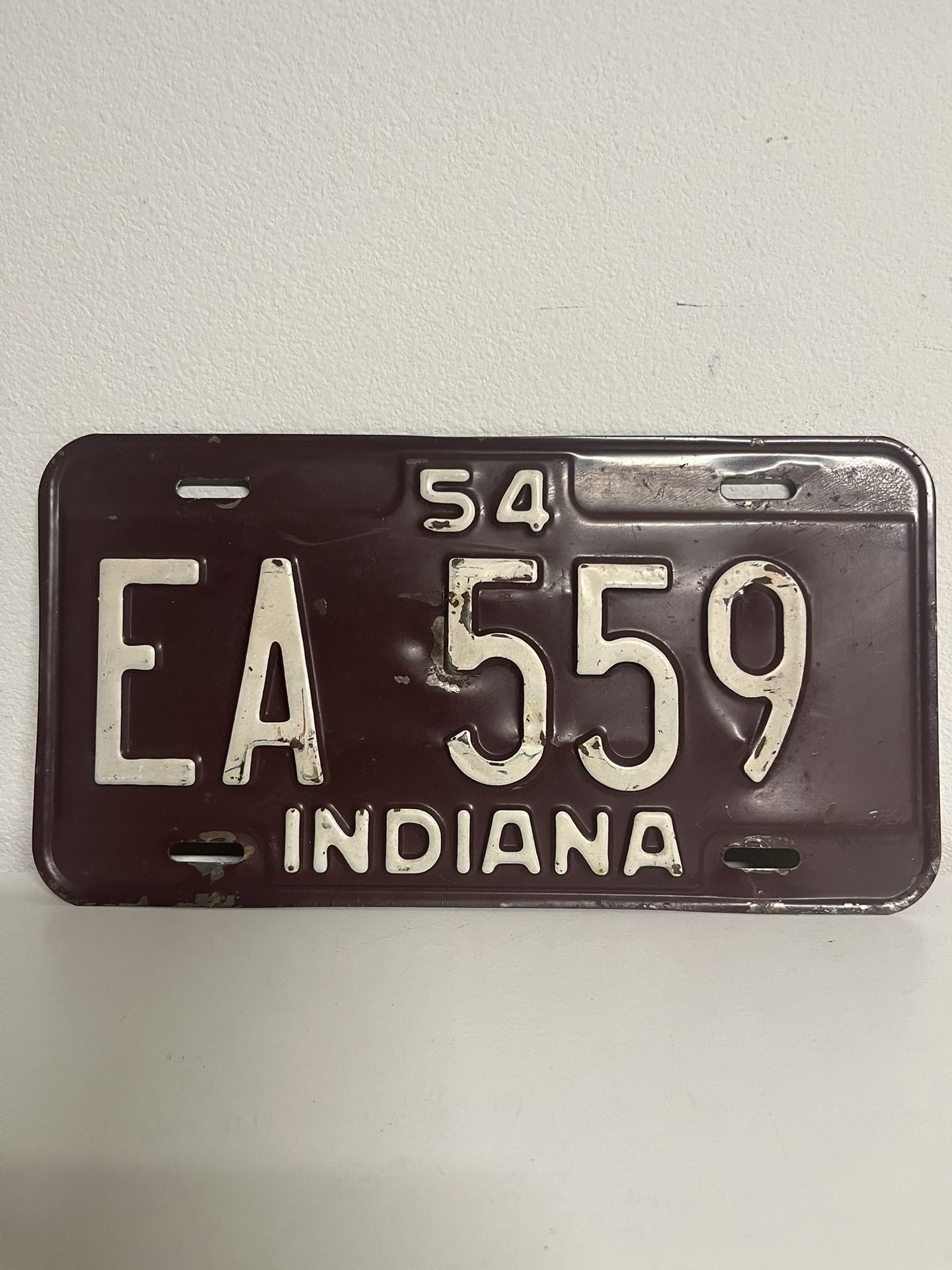 Indiana 1954 License Plate Man Cave