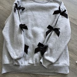 Girls Black Ribbon Sweater