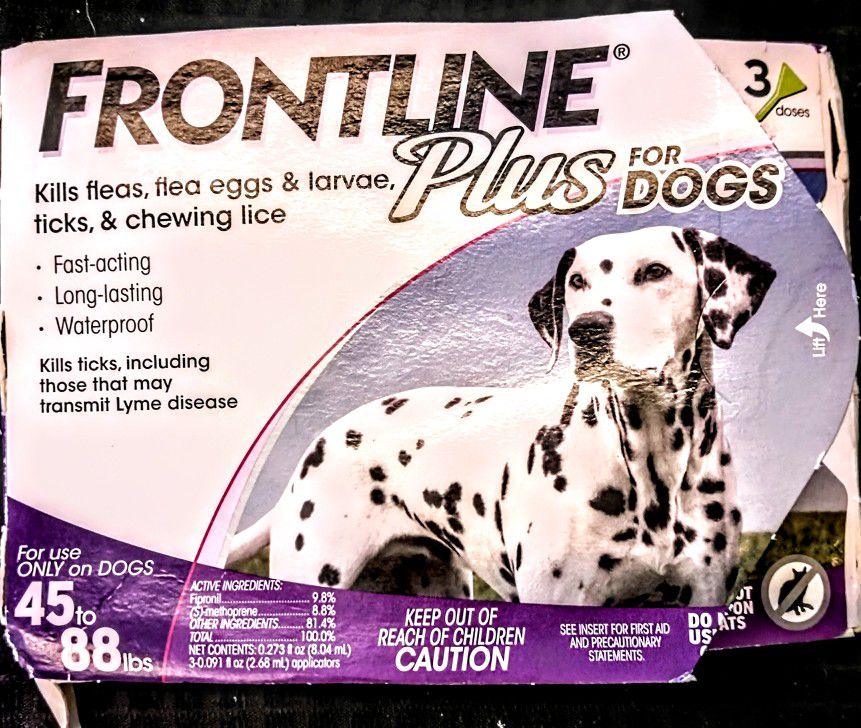 Frontline Plus Flea & Tick Spot Treatment for Large Dogs, 45-88 lbs, 3 Months

