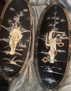 Vintage Japanese wall art panels