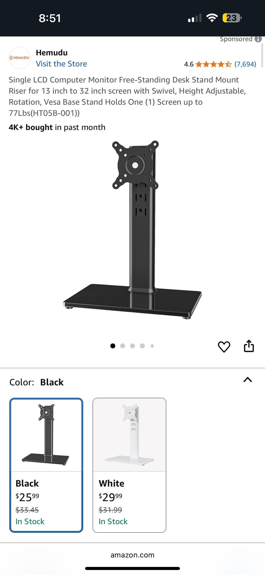 Computer Monitor 13”-32” Stand
