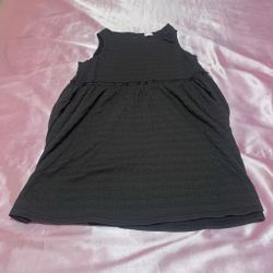 Black babydoll dress with subtle textured weave