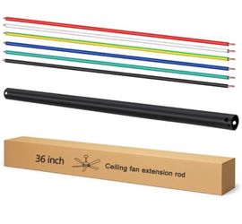 36 Inch Ceiling Fan Downrod with UL Wires, Matte Black, 1-Inch Diameter, Unthreaded