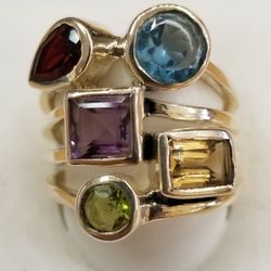 Ring Sterling Silver Multi-stone Design 