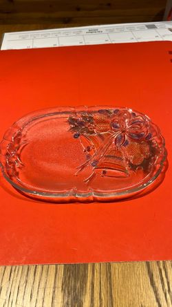 Clear Glass Christmas Oval Serving Tray
