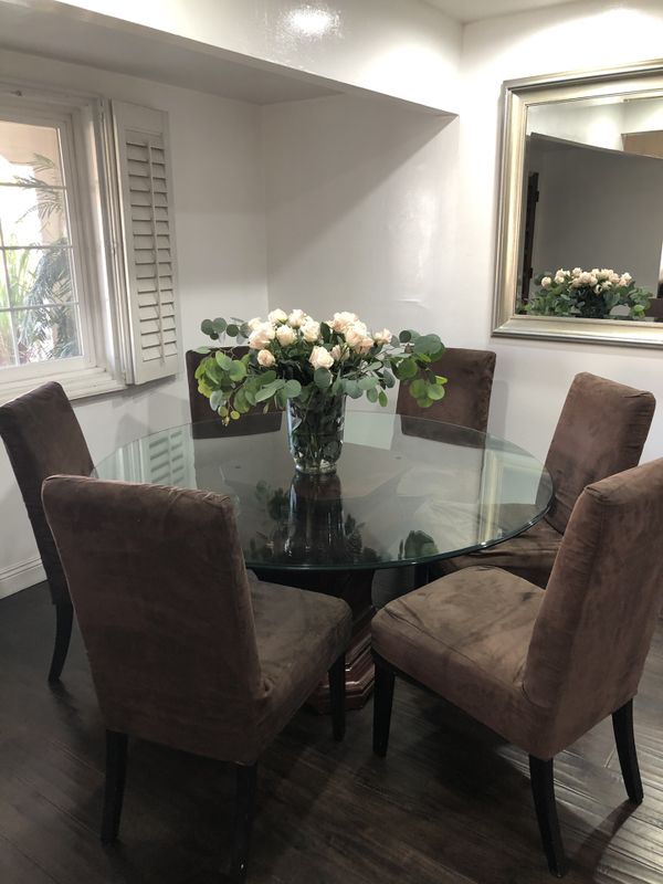 Dining room table glass with Bombay Co. pedestal for Sale ...