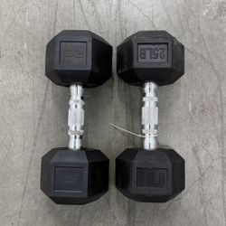 Rubber Hex Dumbbell Set - 25 Lbs