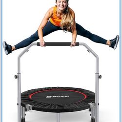 BCAN SP2 40/48" Foldable Mini Trampoline Max Load 330lbs/440lbs, Fitness Rebounder with Adjustable Foam Handle, Exercise Trampoline for Adults Indoor/