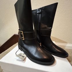 Burberry Girls Blackt Boots Size 34 US 2.5 New In Box