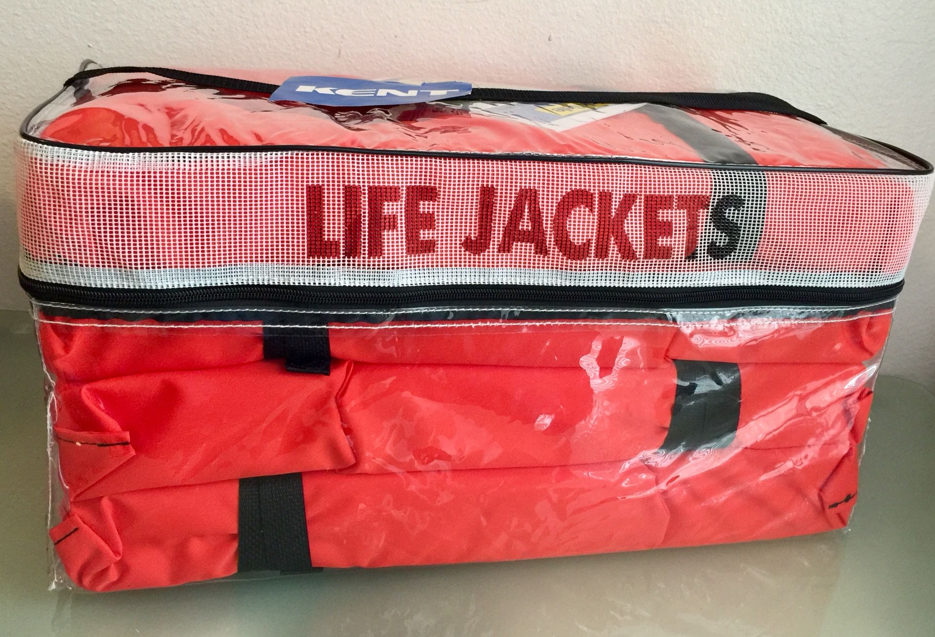 Kent Adult Life Jackets 4 Pack with Clear Storage Bag 90 lbs. and over