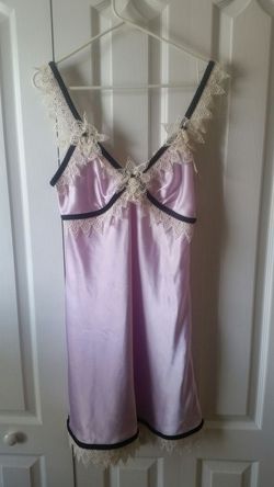 OOAK handmade Night gown dress beautiful lilac lace black NEW