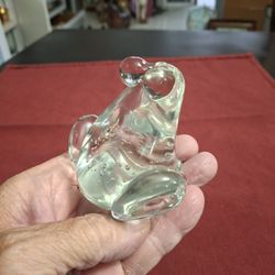 Way Too Cute Vintage Art Glass Clear Bullicante Big Eyes Frog Toad Paperweight Figurine 2.75"H X 3.5"W