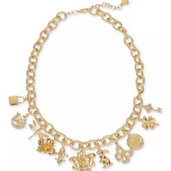 CHARTER CLUB Gold-Tone Pavé Mixed Charm Statement Necklace