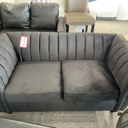 New Black Nailhead Loveseat