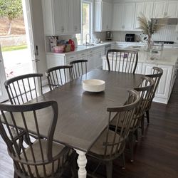 2 Toned Farm Style Kitchen Table W 8 Chairs