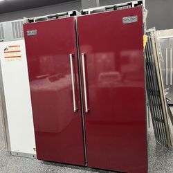 Built In Viking Professional Red 60” Column Fridge & Freezer Set