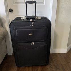 Suitcase is larger. Clean. (length -33”, width -22”, depth 12 “) color black.