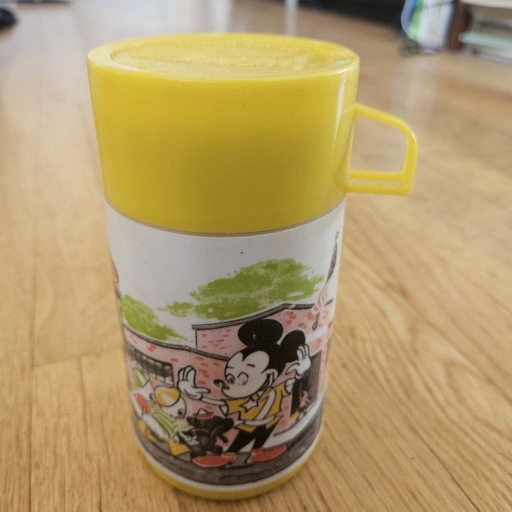 Vintage Mickey Mouse School Bus Stop Thermos By Aladdin