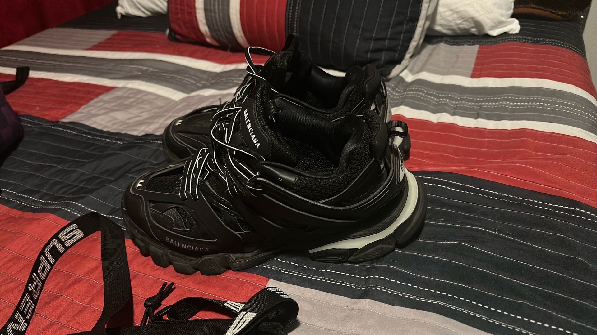 Balenciaga Track Runners with a Supreme bag