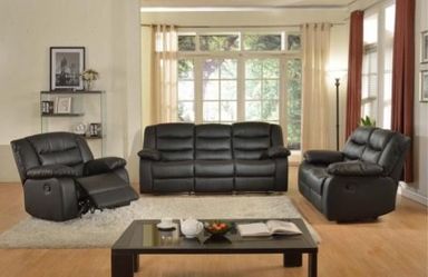Brand New Black Leather Reclining 3pc Set & Free Delivery