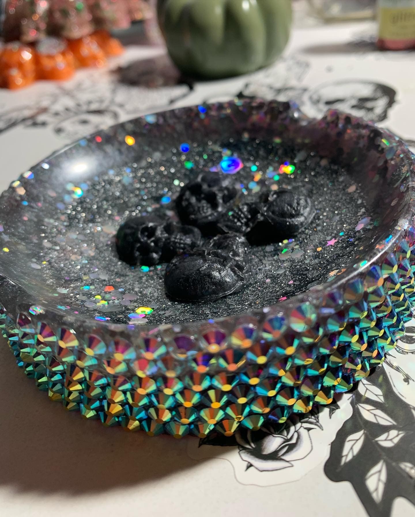 Custom Halloween skull ash tray