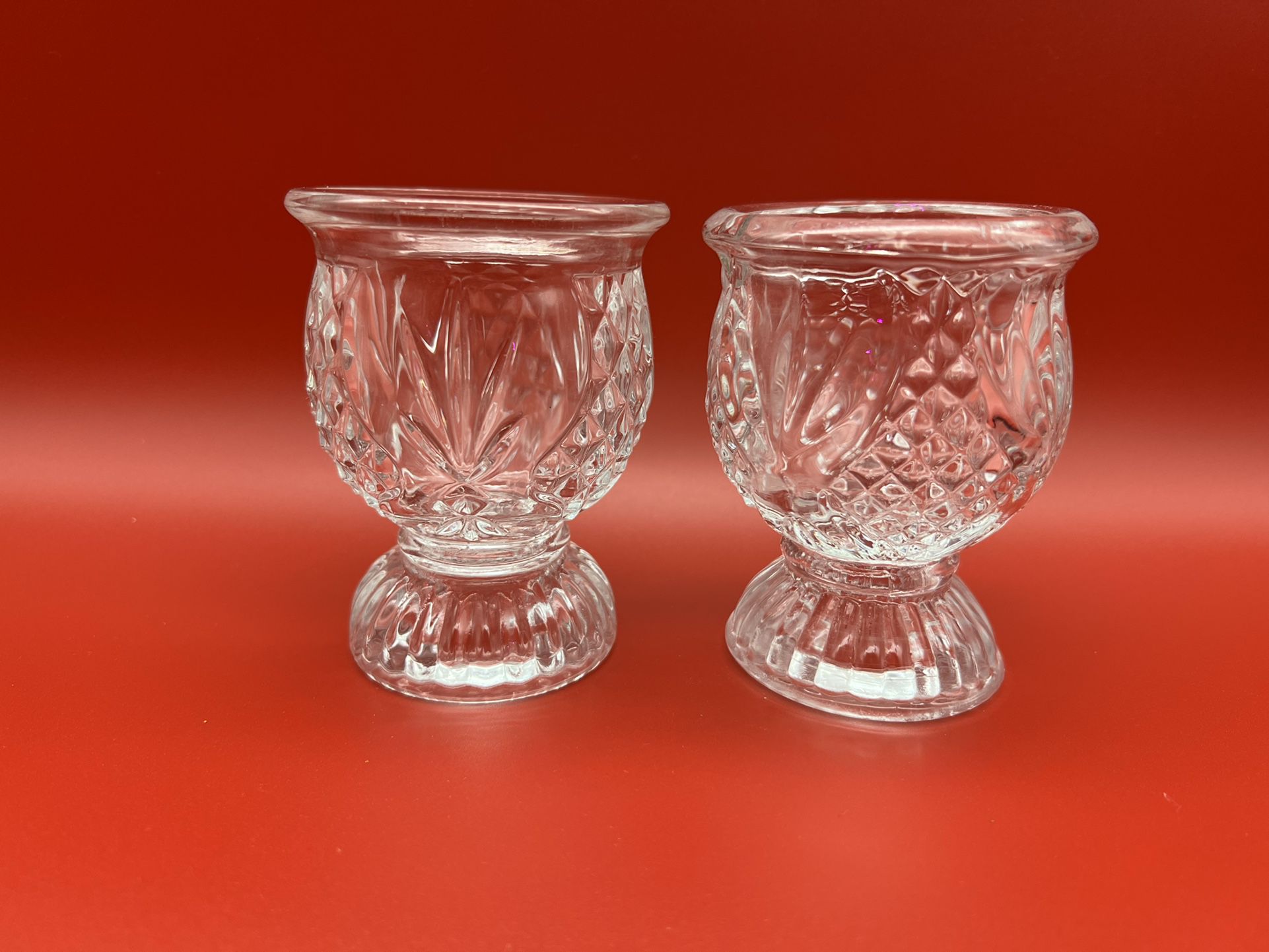 Two Crystal Reversible Candle Holders