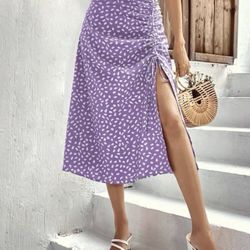 Polka Dot Drawstring Split Thigh Skirt *NEW*