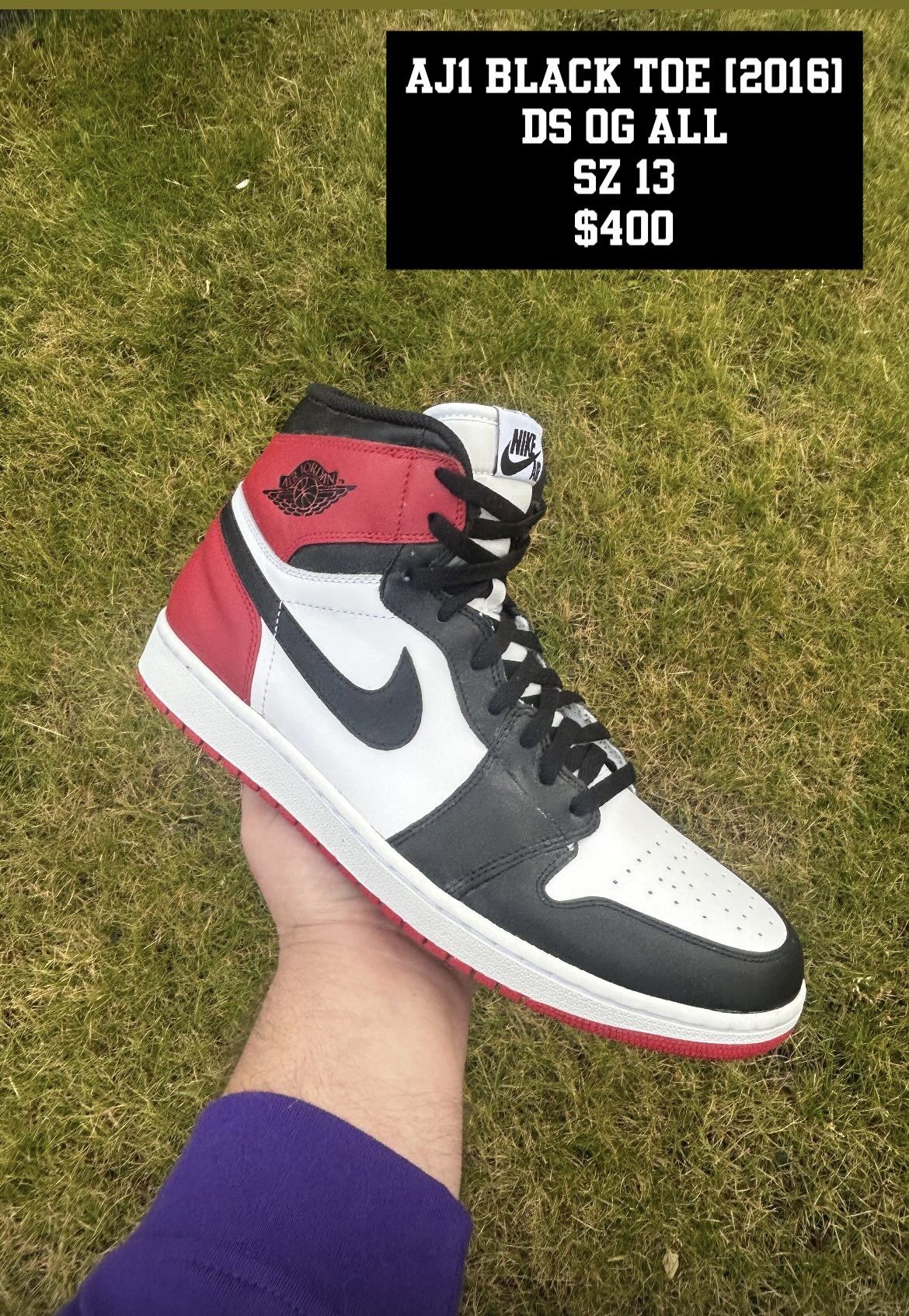 Jordan 1 Black Toe (2016) DS OG All Size 13
