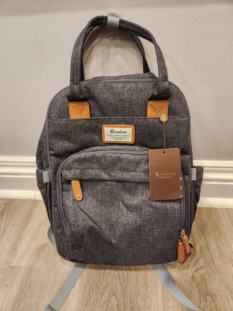 Rufuna Gray Backpack Diaper Bag 