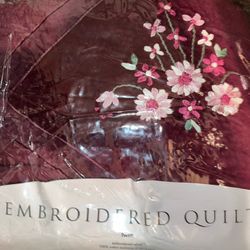 Embroidered Twin Velvet Bed Comforter