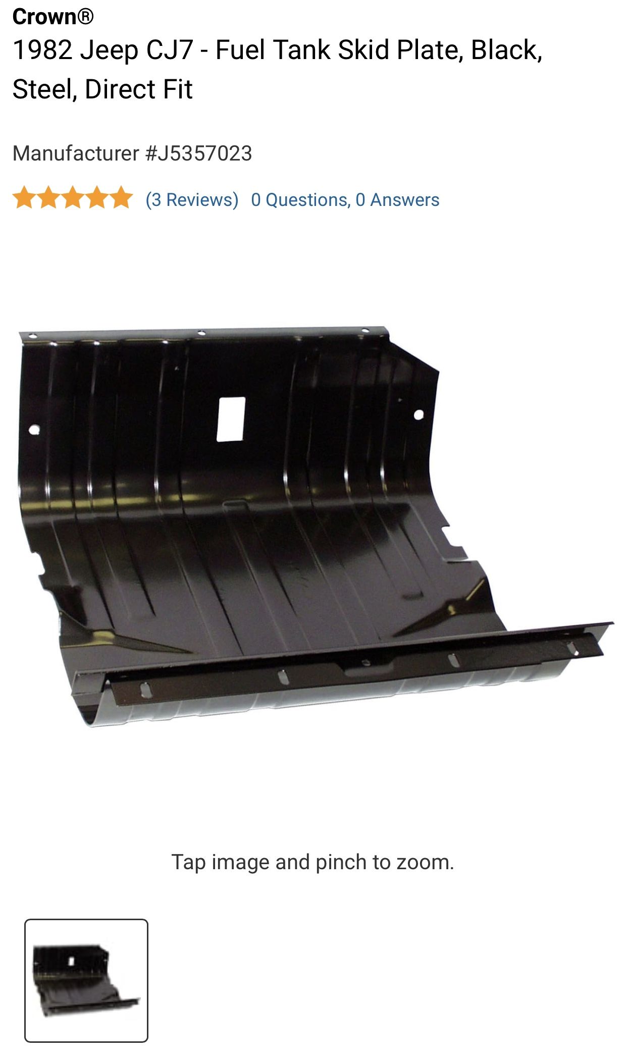 New Jeep cJ7 Fuel Tank Skid Plate