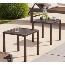 New set of 2 Brown Outdoor Patio Aluminum End Tables