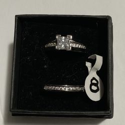 Beautiful New Wedding Ring Set Thin Band  Size 8