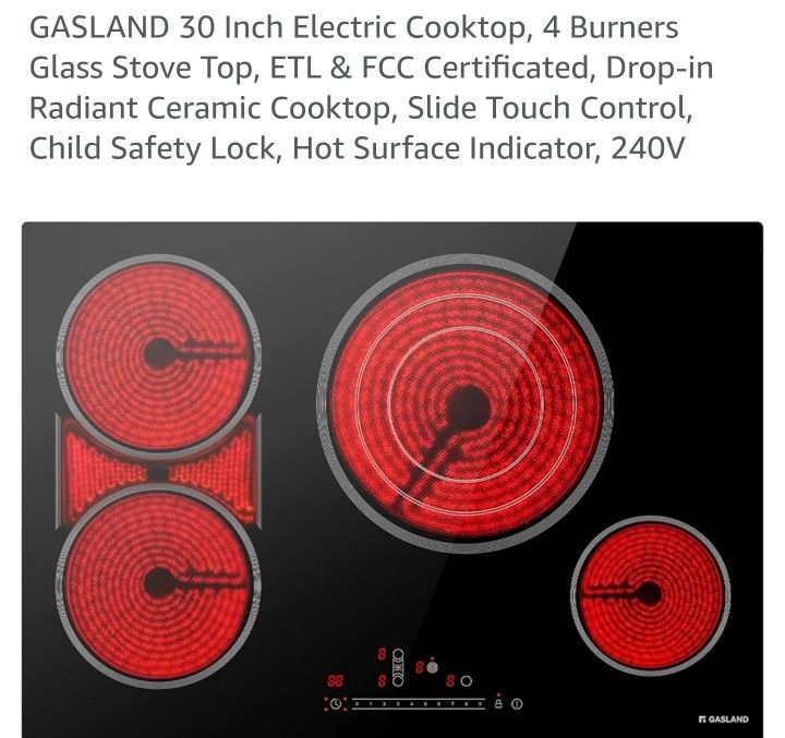 GASLAND 30 Inch Electric Cooktop 4 Burners Glass