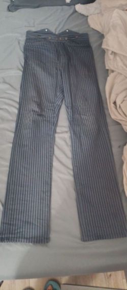 Historical Emporium Edgar Striped Trousers - Gray Mens Pants Size 30 100 Cotton