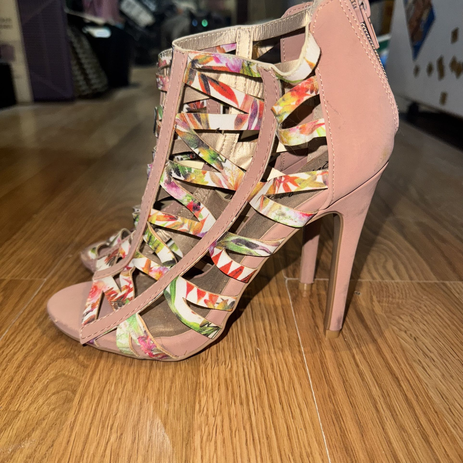 Floral Caged Heels