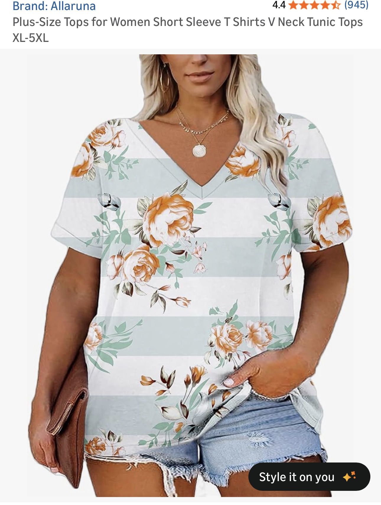 Plus-Size Tops for Women Short Sleeve T Shirts V Neck Tunic Tops XL