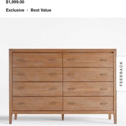 Crate and Barrel Light Brown 8-Drawer Dresser