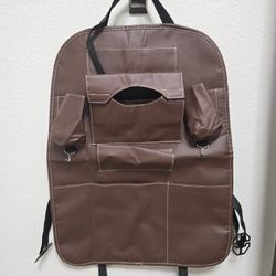 Unique Bargains Car Back Seat Organizer Backseat Kick Mat Protector Foldable Garbage Storage Bag with Tray Tissue Box 25.2"x18.9" Red 1 Pc